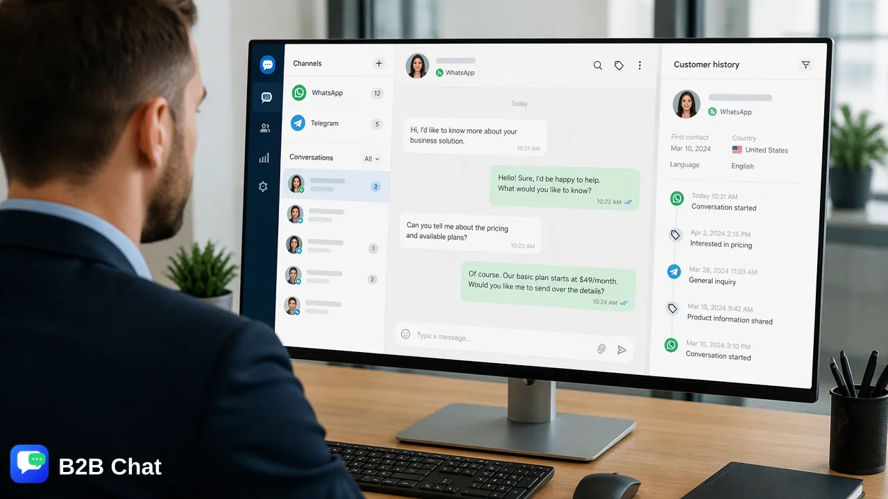 B2B Chat illustration for What Is Conversational Commerce? A Guide to Unifying Messaging, Sales, and Support