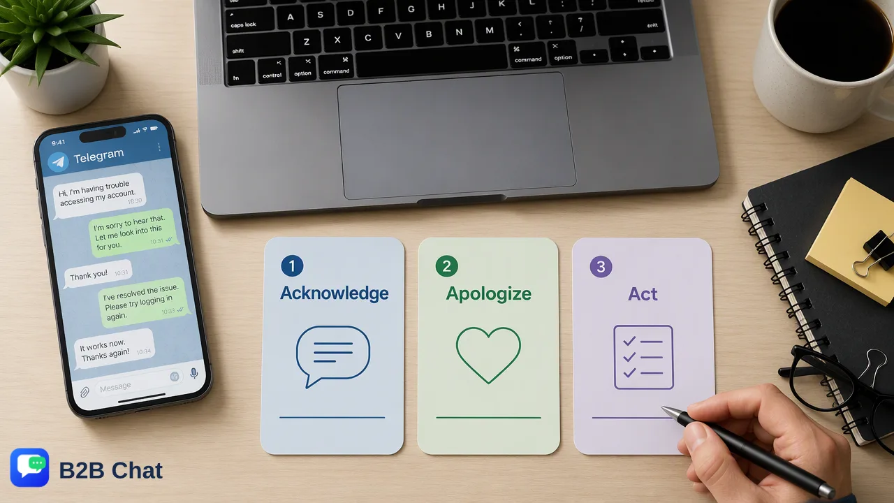 B2B Chat illustration for Turning Public Feedback into Trust: A Messaging-First Framework for Review Management