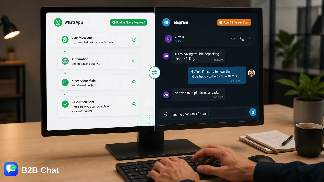 B2B Chat illustration for How to Automate Routine Customer Inquiries Without Losing the Human Touch