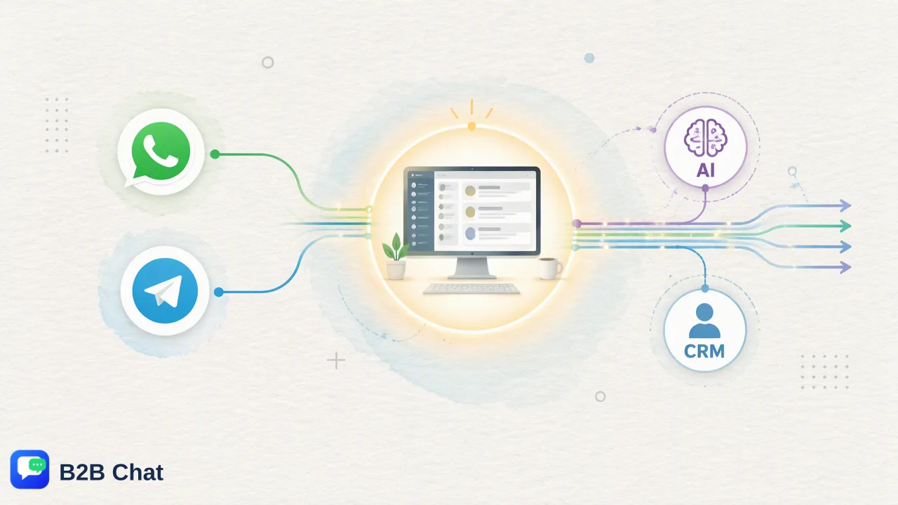 B2B Chat illustration for The Modern Customer Interaction Management Framework: Centralizing Messaging for B2B Teams