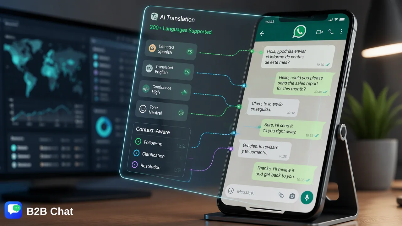 B2B Chat illustration for Evaluating AI Customer Service Platforms for Multilingual Messaging and Compliance