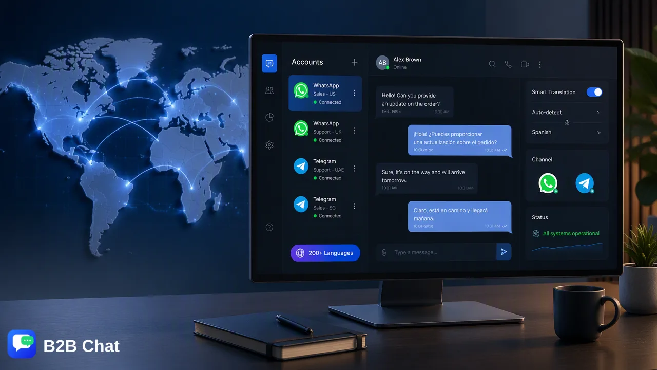 B2B Chat illustration for Streamlining Global Sales Messaging Operations