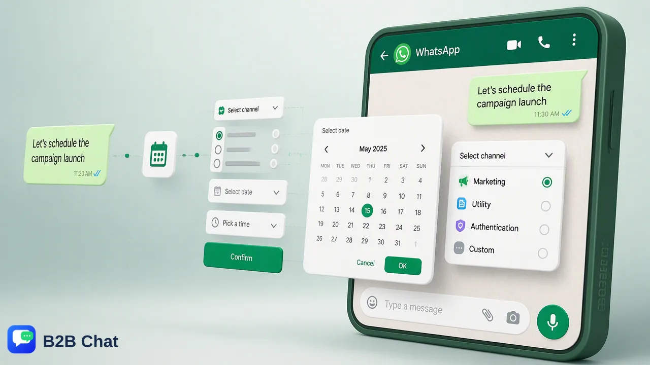 B2B Chat illustration for Optimizing Lead Qualification with Interactive WhatsApp Messaging Flows
