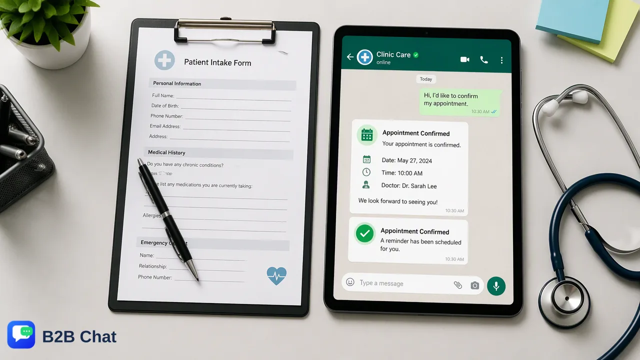 B2B Chat illustration for Automating Patient Communication: A Guide to WhatsApp Workflows for Healthcare
