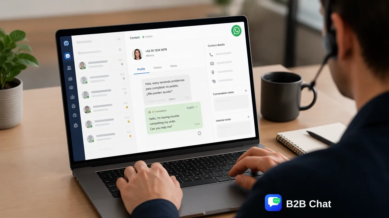 B2B Chat illustration for 优化您的 WhatsApp Business 个人资料:专业描述与身份指南
