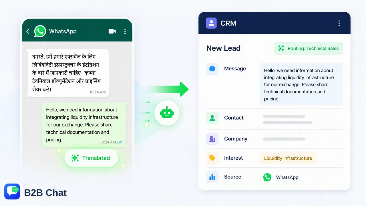 B2B Chat illustration for Bridging the Gap: How to Integrate Messaging Channels with Your CRM for Seamless Lead Management