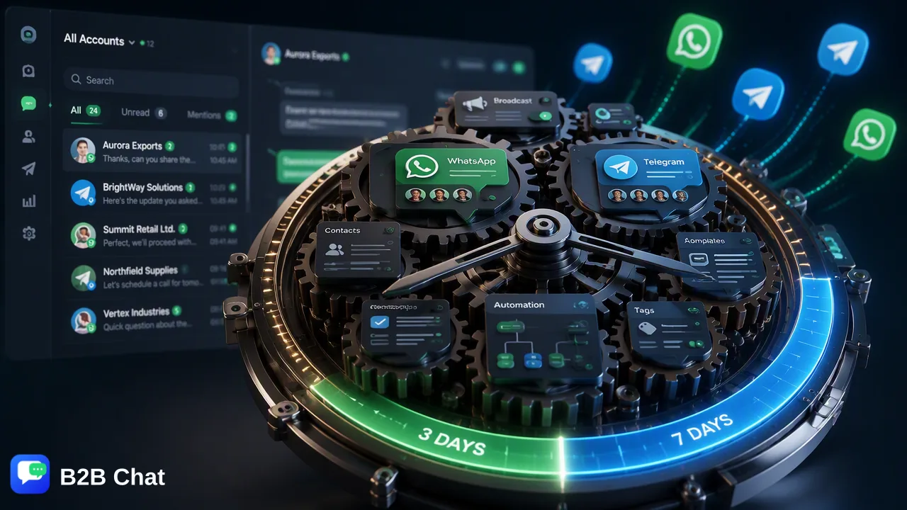 B2B Chat illustration for 掌握 WhatsApp 销售跟进工作流